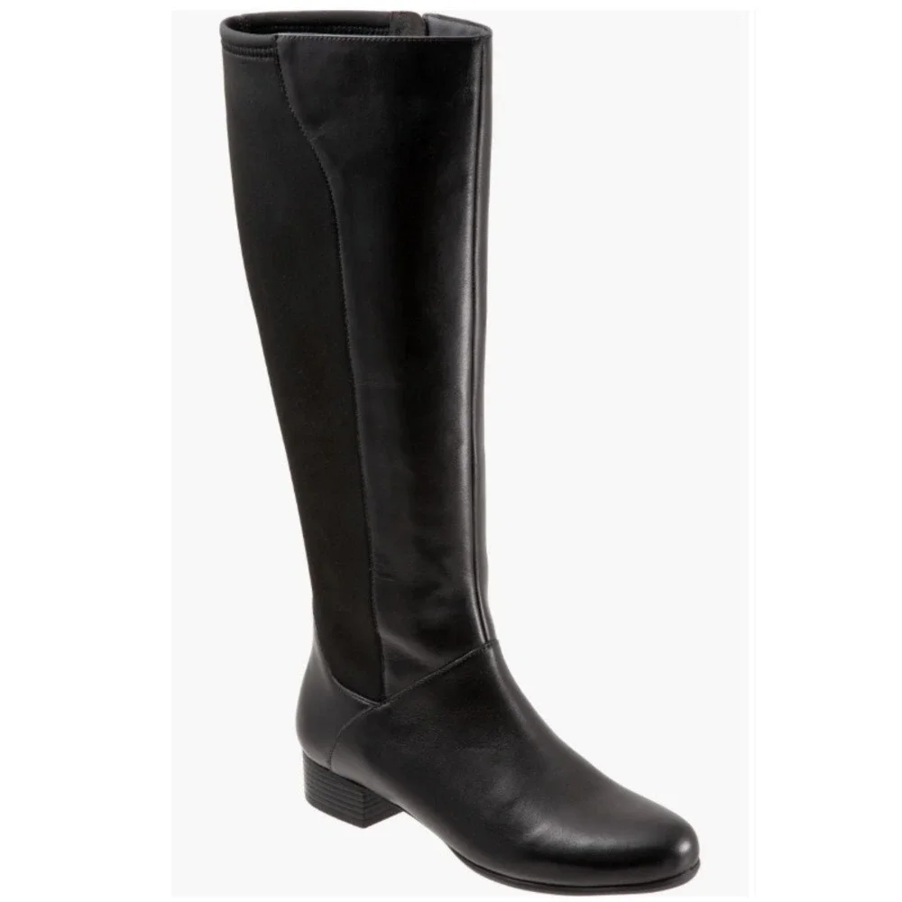 Trotters Womens Black Supple Leather Side Zip Riding Tall Boots Size‎ 6M NEW